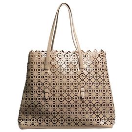 Alaïa Beige Mina laser cut tote bag Other