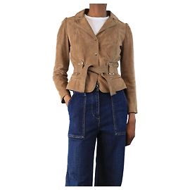 Paule Ka Taupe suede jacket - size UK 8 Brown