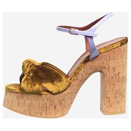 Saint Laurent-Multicolour Bianca velvet sandal heels - size EU 38-Multiple colors