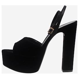 Saint Laurent-Black La Scandale velvet peep-toe platform sandals - size EU 37.5-Black
