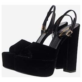 Saint Laurent-Black La Scandale velvet peep-toe platform sandals - size EU 37.5-Black