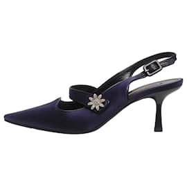 Autre Marque-Blue satin heels with diamante detail - size UK 4.5-Blue