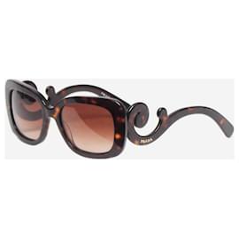 Prada-Brown tortoishell baroque swirl sunglasses-Brown