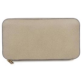 Cartera larga de cuero beige Valextra Beige