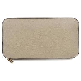 Valextra-Valextra Beige Leather Long Wallet-Beige