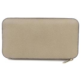 Valextra-Valextra Beige Leather Long Wallet-Beige