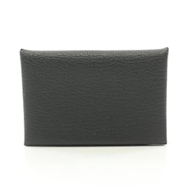 Hermès-Hermes Calvi Verso Coin Case in Black Chevre Leather-Black