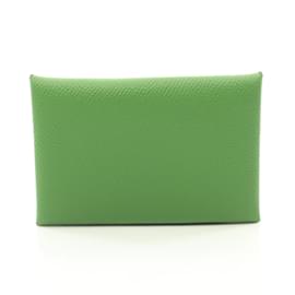 Hermès-Hermes Calvi Verso Coin Case in Green Epsom Leather-Green