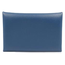 Hermès-Hermes Calvi Case Business Card Holder-Blue
