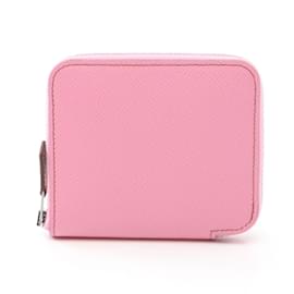 Hermès-Hermes Azap Compact Wallet in Pink Epsom Leather-Pink