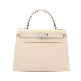 Hermès-Hermes Kelly 28 Crepe Handbag-Cream
