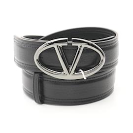 Valentino-Valentino V Belt - Black Leather-Black