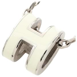 Hermès-Collier Mini Pop Hermes-Argenté,Blanc
