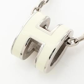 Hermès-Collier Mini Pop Hermes-Argenté,Blanc