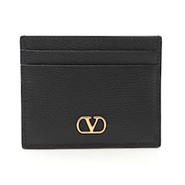 Valentino Garavani-Valentino Garavani V Signature Black Leather Card Case-Black