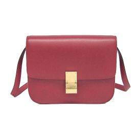 Céline Celine Classic Box Medium Leather Shoulder Bag Red