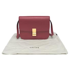 Céline-Celine Classic Box Medium Leather Shoulder Bag-Red