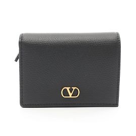 Billetera bi-fold de cuero negro Valentino Garavani Negro