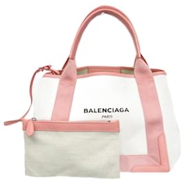 Balenciaga-Sac à main Balenciaga Navy Cabas S-Rose,Blanc cassé