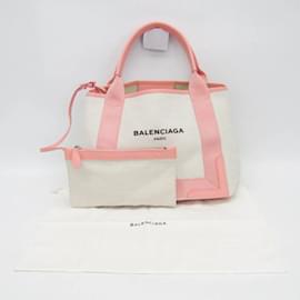 Balenciaga-Balenciaga Navy Cabas S Handbag-Pink,Eggshell