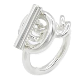 Hermès-Bague Band Croisette Hermes-Argenté