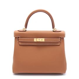 Hermès-Hermes Kelly 25 Handbag-Brown,Golden