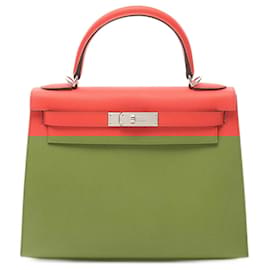 Hermès-Hermes Kelly 28 Handbag in Red Epsom Leather-Red