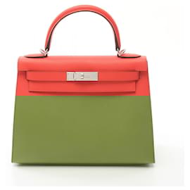 Hermès-Hermes Kelly 28 Handbag in Red Epsom Leather-Red