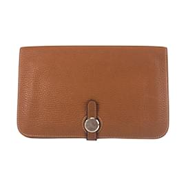 Hermès-Hermes Vintage Dogon GM Long Wallet-Brown,Golden,Camel