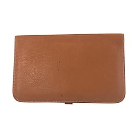 Hermès-Hermes Vintage Dogon GM Long Wallet-Brown,Golden,Camel