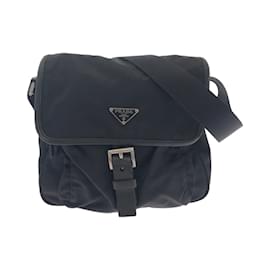 Prada-Sac messager Prada Tessuto Triangle Logo Plate-Noir