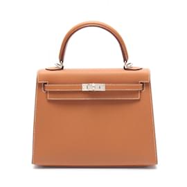 Hermès-Hermes Kelly 25 Handbag-Brown,Golden