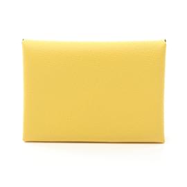 Hermès-Hermes Epsom Leather Coin Purse-Yellow
