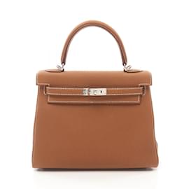 Hermès-Sac à main Hermes Kelly 25 Togo-Marron