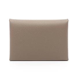 Hermès-Hermes Calvi Duo Etoupe Coin Case-Brown,Taupe