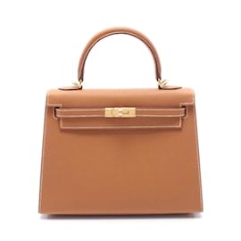 Hermès-Hermes Kelly 25 Gold Handbag-Brown