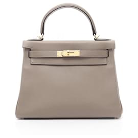 Hermès-Hermes Kelly 28 Handbag-Brown,Taupe