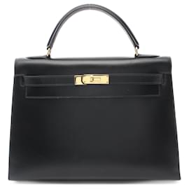 Hermès-Sac à main Hermes Kelly 32-Noir