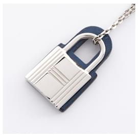 Hermès-Collier HERMES O'Kelly-Argenté,Bleu Marine