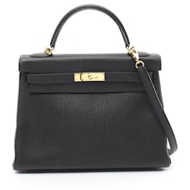 Hermès-Hermes Kelly 32 Togo Handbag-Black