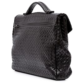 Bottega Veneta-Bottega Veneta Black Nappa Intrecciato Briefcase-Black