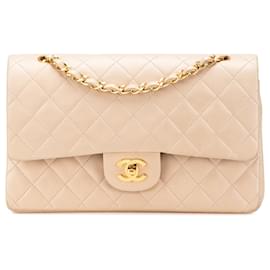 Chanel-Chanel Brown Medium Classic Lambskin Double Flap-Marron,Beige