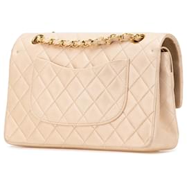 Chanel-Chanel Brown Medium Classic Lambskin Double Flap-Marron,Beige