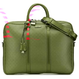 Gucci-Gucci Red Leather Diamante Business Bag-Red