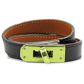 Hermès-Bracelet Double Tour Kelly en Veau Noir Hermès-Autre