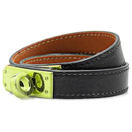 Hermès-Bracelet Double Tour Kelly en Veau Noir Hermès-Autre