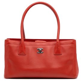 Chanel Vermelho Pequena Bolsa de Couro de Bezerro Executive Cerf Vermelho