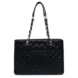 Chanel-Chanel Grand Shopping Tote en Cuir Caviar Noir-Noir