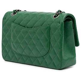 Chanel-Chanel Green Medium Classic Caviar Double Flap-Green