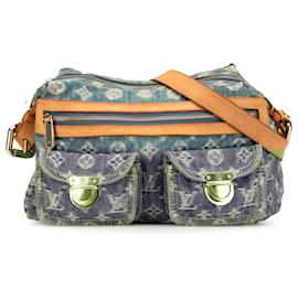 Louis Vuitton-Sac Baggy PM en denim monogramme bleu Louis Vuitton-Bleu